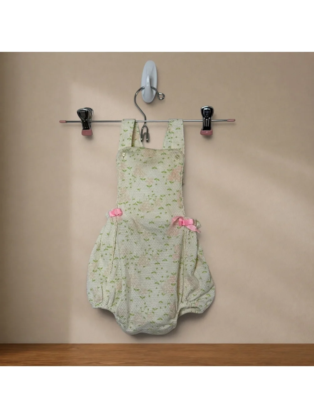 Vintage Carter’s Baby Bubble Romper Floral Pink Bows 12 Months